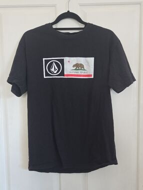 Volcom Black California Republic Graphic Tee with Red Accent